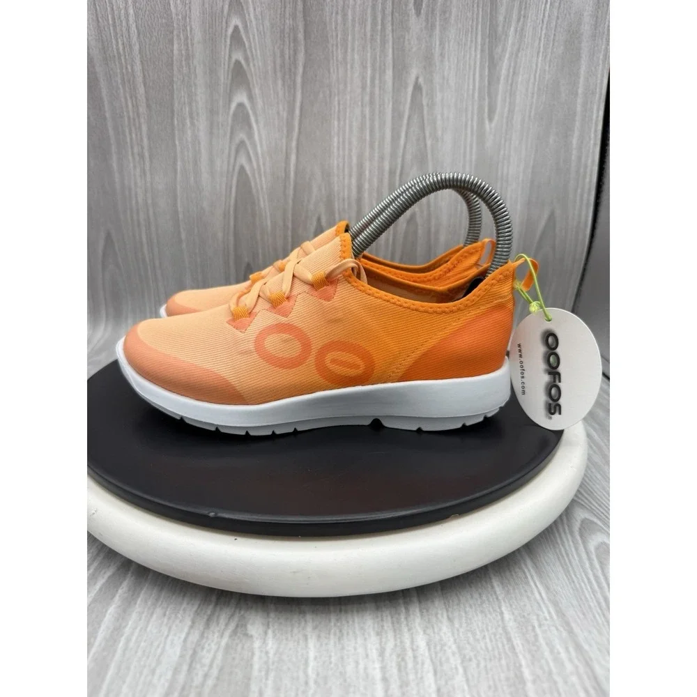 OOFOS OOmg Sport LS Low Womens Size 6.5 Glow Mature Orange Lace Up Running Shoes
